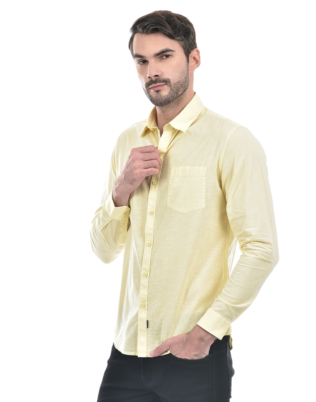 Numero Uno Men Solid Yellow Shirt